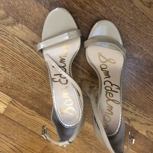 Nude strap heels